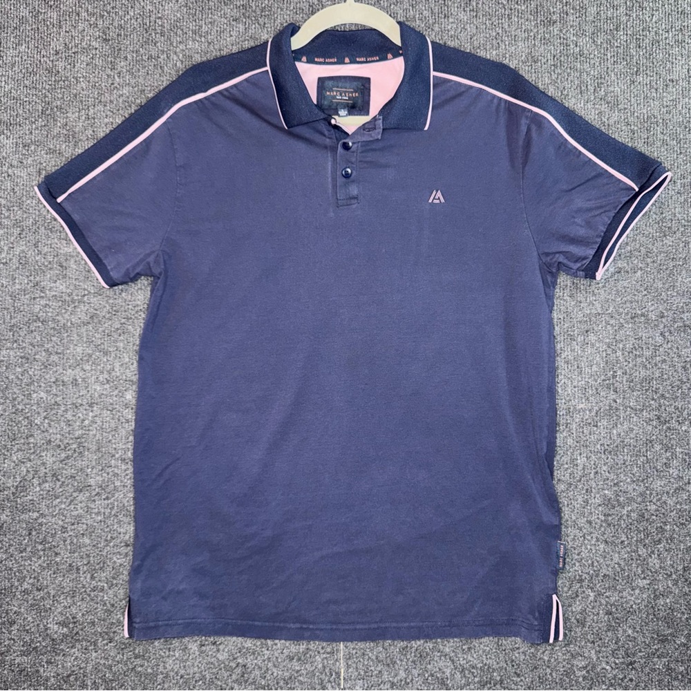 Mark Asher New York Polo in navy blue with pink contrast